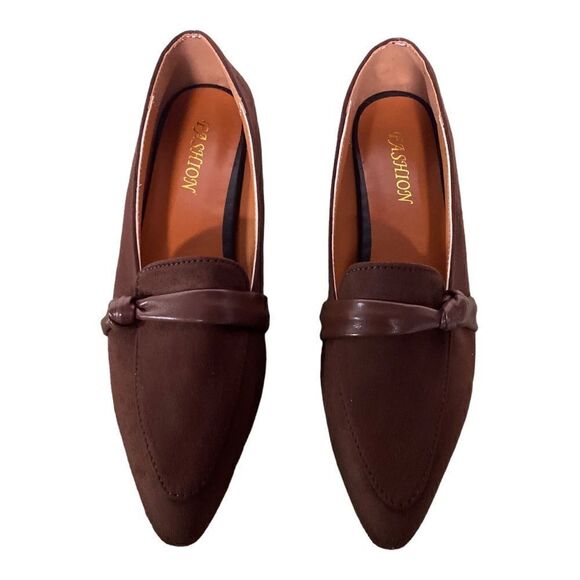 - #123 FASHION Boutique Brown faux Suede Loafers - Picture 4 of 8